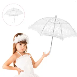 Umbrellas White Lace Umbrella Kids Parasol For Children Po Prop Plastic Stainless Steel