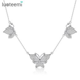 Necklaces LUOTEEMI Butterfly Cubic Zirconia Necklace Luxury Delicate CZ Bridal Wedding Jewellery Anniversary Gift For Women High Quality