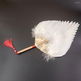 Decorative Figurines Zhuge Liang White Pigeon Feathers Hand Fans Personalised Bamboo Tea Fan Of Old Wedding Decoration Carnival