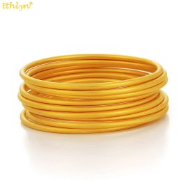 Bangles Ethlyn New Arrival Gold Color Matte Glossy Bangles Bracelets Sets of 9 Pieces Women Wedding Party Jewelry MY124