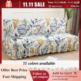 Chair Covers Printed Stretch Sofa Bed Cover Armless Folding With Skirt Elastic Couch Slipcover For Living Room Funiture Protector