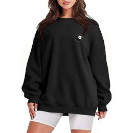 Womens Hoodies Sweatshirts Casual Halloween Printed Round Neck Long Sleeve Hoodless Sweatshirt For Autumn Loose Fit Kpop Spring Drop D Dh0Yi