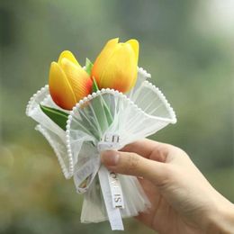 Decorative Flowers PU Tulip Handmade Flower Bouquets Real Touch Artificial Gift Mini