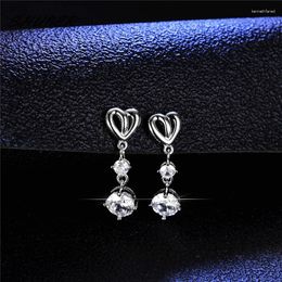 Dangle Earrings Classic 925 Sterling Silver 1 Carat Brilliant Cut Pass Diamond D Colour Moissanite Heart Tassel Drop For Women