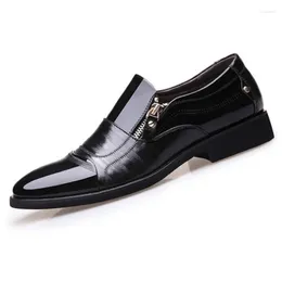 Dress Shoes Men Oxford Business Soft Casual Leather Breathable Men's Pointy Loafers Flats Zip Slip-on Driving