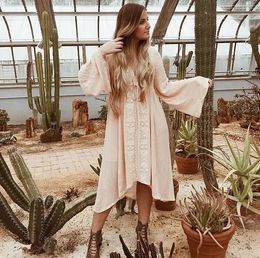 TEELYNN long sleeve dresses Women tunic Vintage floral Embroidered Cotton Long Dress vestidos Casual Hippie Boho Asymmetric robe 240313