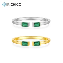 Cluster Rings KIKICHICC 925 Sterling Silver Gold Resizable Ring Green CZ Adjustable Women Open Fine Jewellery 2024 Valentiens Rock