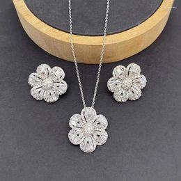 Necklace Earrings Set Lanyika With Exquisite Plum Blossom Micro Inlay Zirconia For Woman Banquet Luxury Jewelry Gift