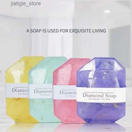 Handmade Soap Diamond Handmade with Hand Gift Gem Facial Cleansing Moisturizing Essential Oil Gold Foil Soap Y240401