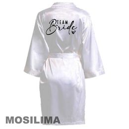 JD1C Sexy Pyjamas Bride Bridesmaid Wedding Robe Kimono Bathrobe Gown Nightgown Casual Satin Short Women Sexy Nightwear Sleepwear SP226 2404101