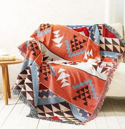 Blankets Breathable Geometric Knitted Sofa Throw Blanket Boho Knit Chair Couch Cover Floor Carpet Bed Plaid Tapestry Bedspread