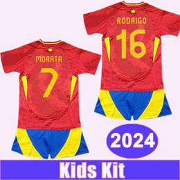 2024 SpAIn Kids kit Soccer Jerseys MERINO RODRIGO MORATA CARVAJAL J. NAVAS GERARD Home Football Shirts Short Sleeve Uniforms