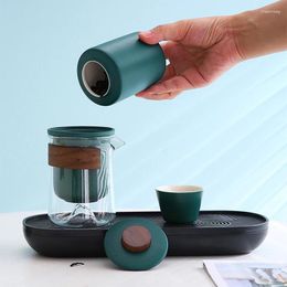 Teaware Sets Portable Travel Tea Cup Set Ceramic Glass Carrying Teapot Teacup Infuser For Home Office Business Hiking Gifts