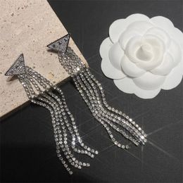 Diamond Tassel Earring Classic Boutique Gift Earrings Birthday Wedding Gift High Quality Jewellery Women Silver Plated Charm Stud Earrings