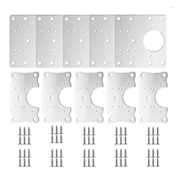 Spoons 10 PCS Hinge Mounting Repair Plate Stainless Steel Bracket Fixing With Screws For Furniture Wardrobe Cupboard