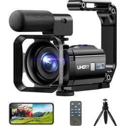 Capture Stunning 4K Videos with 56MP Dual Lens Camcorder! WiFi, IR Night Vision, Touch Screen, Microphone Lens for YouTube Vlogging. Perfect for Content Creators