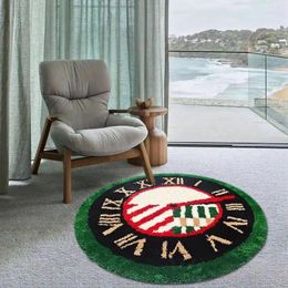 Carpets Retro Clock Tufted Carpet Round Area Rug Super Water Absorbent Non Slip Fluffy Rugs Soft Plush Floor Mat For Living Room Bedroom