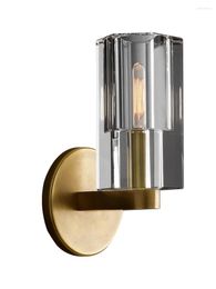 Wall Lamps Post-modern Luxury All Copper American Crystal Living Room Bedroom Sconces Lights Bathroom Front Lamp