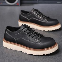 Casual Shoes Spring Lace-up Oxford Leather Outdoor Walking Sneakers Fashion Male Soft Driving Men