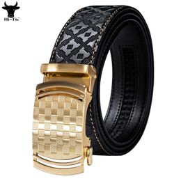 Belts Designer Black Leather Mens Shoulder Strap Embossed Ratchet Shoulder Strap Automatic Buckle Sliding Dress Mens Jeans Strap 110CM-130CM Q240401