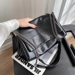 Shoulder Bags 2024 Women Bag OL Brand Design Luxury Weave Soft PU Leather Messenger Female Large Capacity Solid Black Handbag