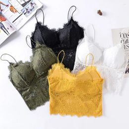 Camisoles & Tanks Floral Lace Beautiful Back Underwear Fashion Polyester Breathable Women's Chest Vest Solid Colour Y2K Style Sling Summer