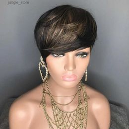 Synthetic Wigs Short Curly Wigs for Black Women Pixie Cut Wig for Womens Short Hair Black Wig with Bangs Natural Wavy Synthetic Wigs for Black Y240401