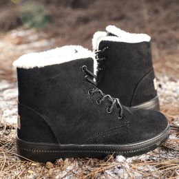 Boots Winter Boots Women 2023 Warm Plush Snow Ankle Shoes Comfortable Non Slip Lacing for Outdoor Work Botas Mujer Platform Boots