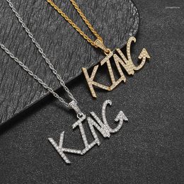 Pendant Necklaces Fashionable And Creative Personality Rock Rap Crystal Zirconia King Letter Necklace For Male Female Couples