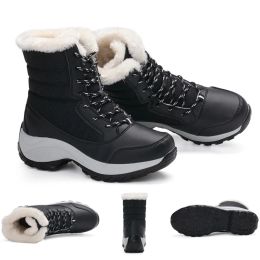 Shoes Winter Womens Hiking Boots Plus Velvet Warm Snow Boots Outdoor Comfortable Waterproof Short Boots Resistance Female Cotton Shoes