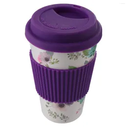 Mugs Bamboo Fibre Coffee Mug Cup Tumbler With Lid Reusable Coffer For Cafe Child Travel Cups Lids