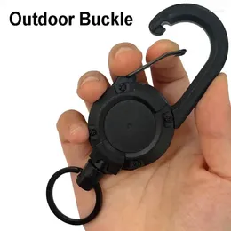 Hooks Outdoor Automatic Retractable Wire Rope Luya Tactical Keychain Clip Pull Recoil Sporty Key Ring Anti Lost ID Card Holder