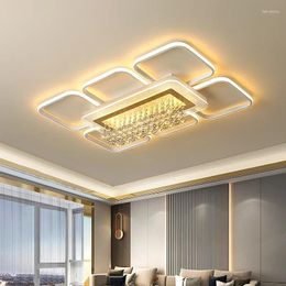 Chandeliers Modern Minimalist Atmospheric LED Crystal Chandelier Rectangular Circular Lamp Luxury Restaurant Bedroom