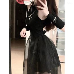 Work Dresses Women's Set 2024 High End Elegant Slim Fit Hollow Out Cover Up Waist Hanging Neck Dress Two Piece