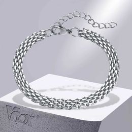 Chain Vnox Stylish Mesh Chain Bracelets for Men Never Fade Stainless Steel 6MM Wide Link Wristband Gift Jewelry Q240401