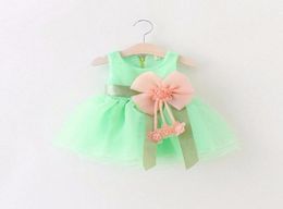 Whole Summer New 2016 Baby Girls Chiffon Dresses Infant Girl Bow Dress Flower Girls Dress Kids Birthday Paty Dress Baby Cloth9374955