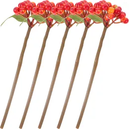 Decorative Flowers Artificial Berry Stem Faux Branches Fake For Xmas Christmas Decoration Picks Decorations Dining Table