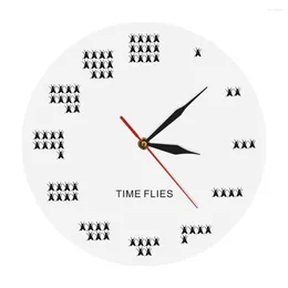 Wall Clocks Pun Of The Day Time Flies 3D Clock Personalised Decorative Art Watch For Living Room Bedroom Unique Gift