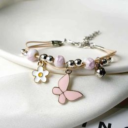 Chain Pink Butterfly Bracelet Fashion Jewelry String Girlfriend Gift #YXS43 Q240401
