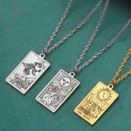 Pendant Necklaces Dawapara Stainless Steel Tarot Cards Pendant Necklace Classic Tarot Major Arcana Divination Necklace Women Jewellery 240330