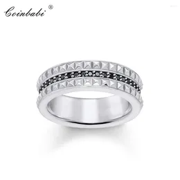 Cluster Rings Stud Black 925 Sterling Silver Punk Gift For Women Men Europe Style Jewellery Eternity Fashion Wholesale