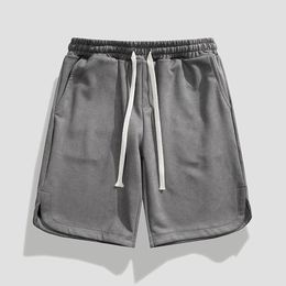 Men's Shorts Summer Men Drawstring Bermuda Solid Colour Loose Casual Sports Stretchy Straight Leg Breathable Sweatshorts