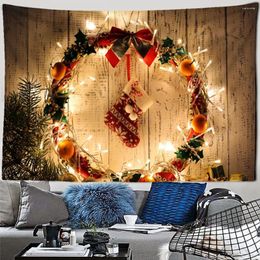 Tapestries Christmas Stocking Tapestry Kawaii Igloo Holiday Happy Gift Wall Hanging Cute Home Living Room Decor