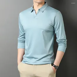 Men's Polos Cotton Polo Shirts High Quality Spring Autumn Solid Colour Long Sleeve Casual Fashion Male T-shirts Man Tees