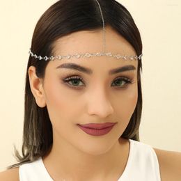Hair Clips QIAMNI Shiny Crystal Headband Chain For Bride Wedding Party Accessories Fashion Beaded Headdress Women Jewellery Headwear