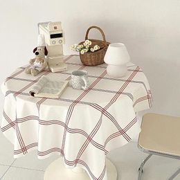 Table Cloth Retro Red Plaid Tablecloth Tea Decorate Ins Style Cover For Kitchen Wedding Dining Room Home Decor