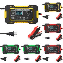 2024 12V 6A Automotive Battery Intelligent Charger With LCD Touch Screen For Pulse Repair Wet Dry Lead Acid