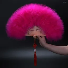 Decorative Figurines Luxurious Feather Fan Handheld Elegant Champagne With Tassels Pendant Headband For Clothing