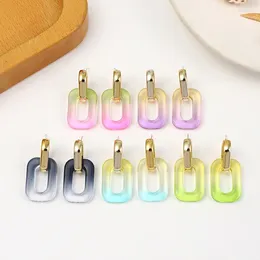 Stud Earrings Transparent Rectangle Geometric Gradient Colour Bicolor Acrylic For Women Summer Beach Outing Y2K Wedding Jewellery