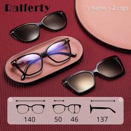 Sunglasses Ralferty 2 Clips Decorative Magnetic Eyeglass Prescription Clip On Glasses Frame Women 2021 armacao de oculos de grau feminino 240401